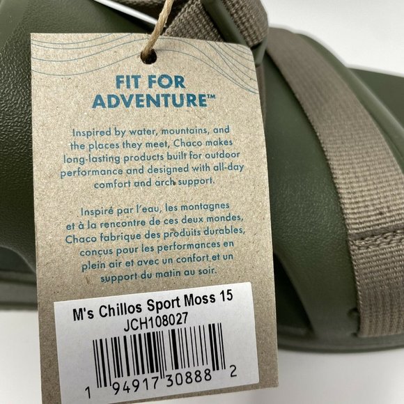 Chaco Men\'s Chillos Sport Sandal Men 15 Moss Green Vegan Z Strap Waterproof EVA main image 7